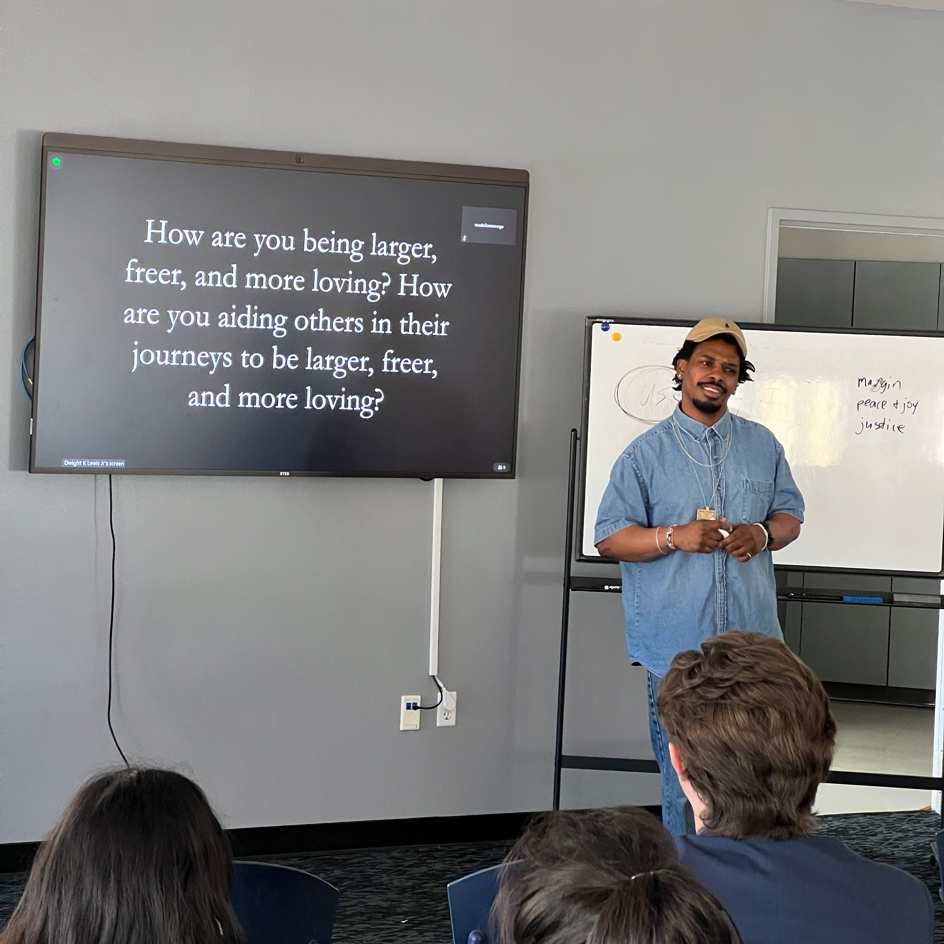 Dwight Lewis talks to students