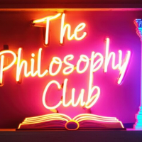 Neon sign reading "Philosophy Club"