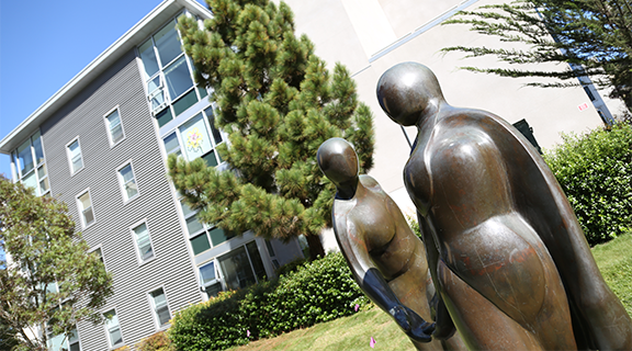 Statue in front of dorms